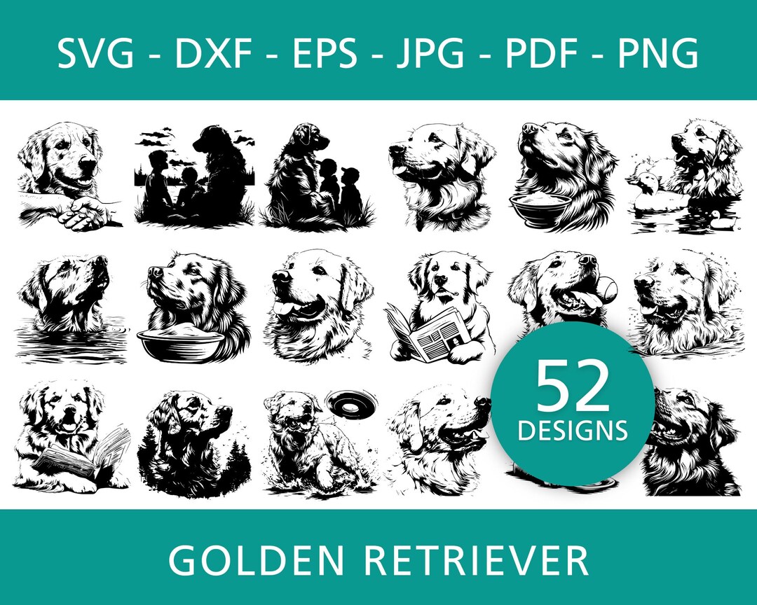 Golden Retriever Svg Png Bundle, Cute Animal Svg, Pet Memorial Svg Cut ...