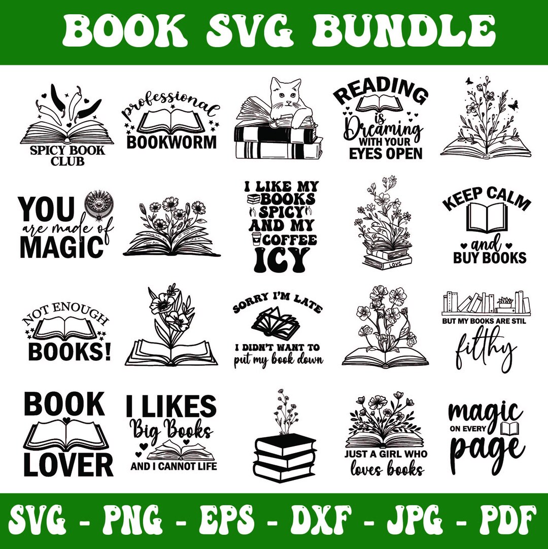 Book SVG Cut File Bundle, Reading Lover Gift (digital Download) - Etsy