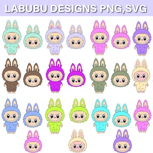 Ensemble SVG de designs Abubu | Lot de personnages Labubu | Conception de personnage Labubu | Labubu png | Conception de t-shirt