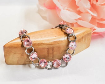 Swarovski Crystal AB Armband: Rosa Länk, Brudsmycken