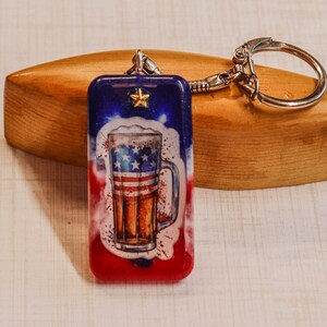 Keyrings, Resin Keyrings, Keychains, Gift Keychain, Epoxy Keychain, Patriotic Resin Keychain, Dangling Keychain, Red White and Blue Keychain