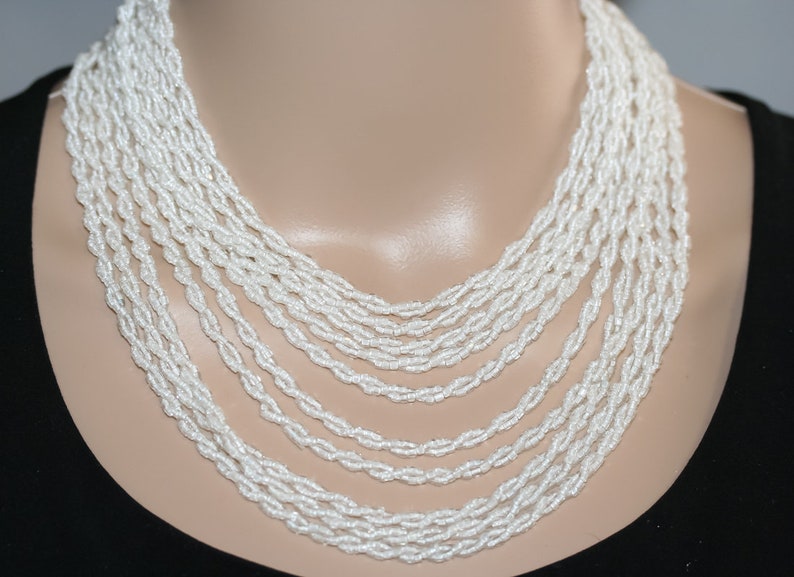 Vintage Necklace Vintage 1960-1970 Statement Necklace Vintage 10 Strand Necklace Unique Jewelry Bridal Jewelry Vintage Costume Jewelry