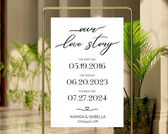Plantilla de cartel de boda "Historia de amor": Póster de fecha personalizado (Descarga digital)