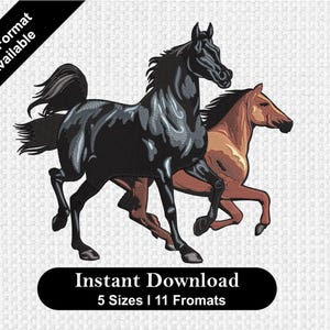 Running Horse Machine Embroidery Design: 5 Sizes (Instant Download)