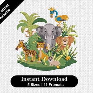 Safari Animals Embroidery Designs: Zoo Animal Machine Embroidery (Instant Download)