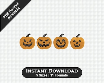Wzór haftu dyniowego na Halloween | Haft maszynowy Jack O'Lantern (do pobrania natychmiast)