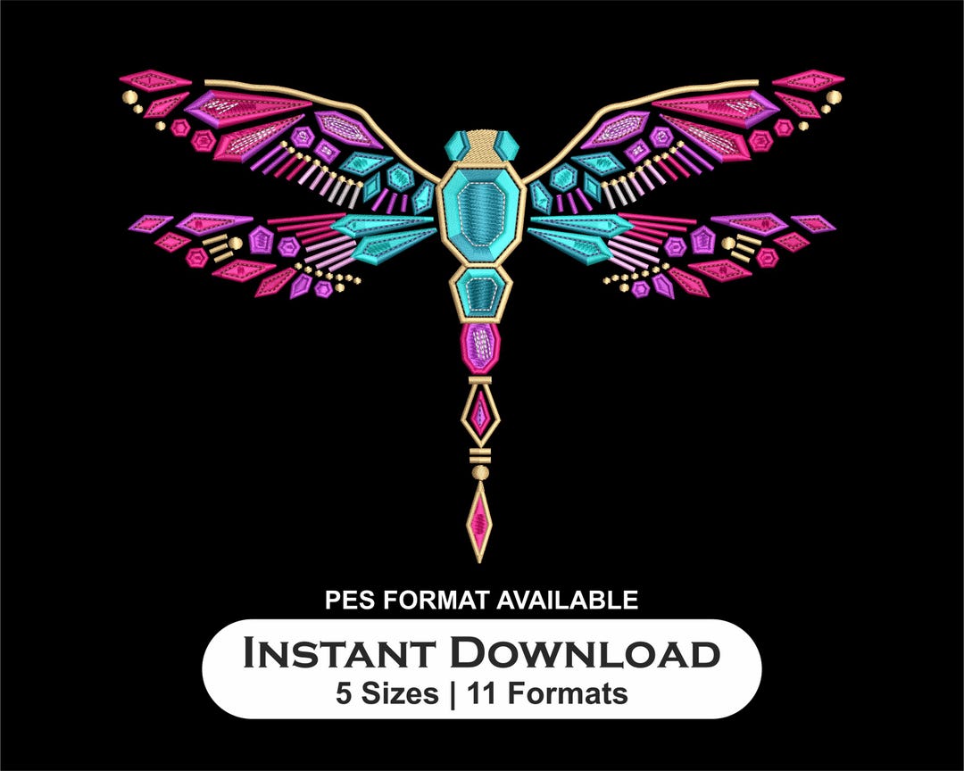 Geometric Dragonfly Embroidery Design: Boho Insect Pattern (instant ...