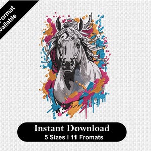 Colorful Horse Head Embroidery Design, Brown Beautiful Horse Machine Embroidery Design, Animal Lovers, Horses, Animal Embroideries, Horses
