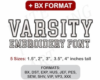Varsity Embroidery Font | Classic 2-Color Alphabet (Instant Download)