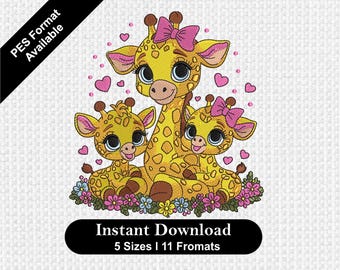 Giraffe Embroidery Design: Woodland Animals Pattern (Digital Download)