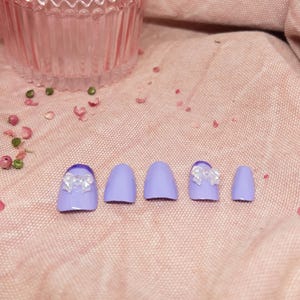 Lavendar French tip & bows press on nails/ handmade/coffin / casual nails/ holiday nails/ faux nails/salon quality nails at home