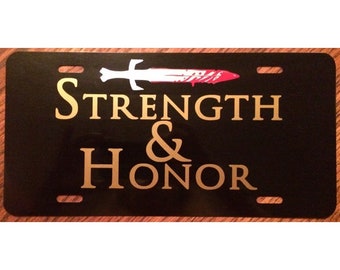 The Gladiator Car Tag Strength and Honor License Plate