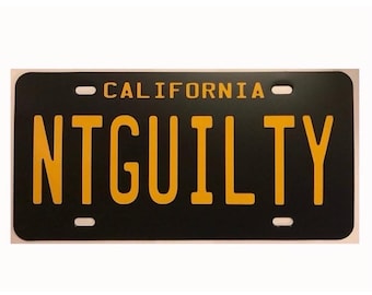 Lincoln Lawyer inspired vanity car front license plate California NTGUILTY