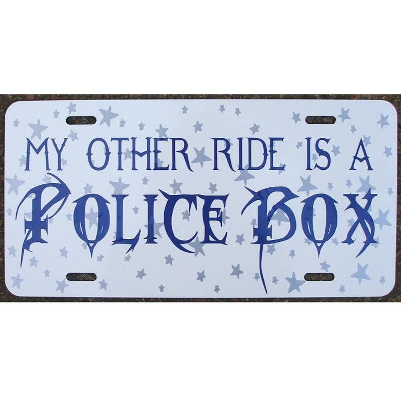 Doctor Who Inspired License Plate Police Box Car Tag image 1