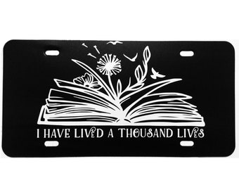 Book Lovers License Plate I’ve Lived a Thousand Lives Car Tag Accessory