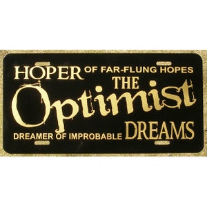 Doctor Who Optimist License Plate Hoper Dreamer Car Tag