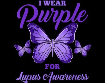 Indosso il viola per la sensibilizzazione sul lupus PNG, maglietta di supporto con farfalla viola, design di sensibilizzazione, sfondo trasparente