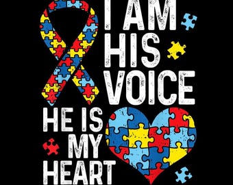 Mamma di un bambino autistico PNG, Io sono la sua voce, Lui è il mio cuore, Design a nastro puzzle, Sfondo trasparente