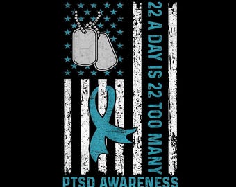 Immagine PNG per la sensibilizzazione sul PTSD dei veterani, design con bandiera a nastro turchese, tributo al supporto militare, sfondo trasparente