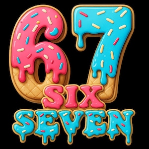 67th Birthday Ice Cream PNG, Cute Dripping Sprinkles Clipart, Fun 67 Number Digital Download for Shirts, Party Decor, and Sublimation