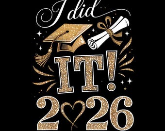 L'ho fatto 2026 PNG, maglietta di laurea dorata, classe senior, sfondo trasparente
