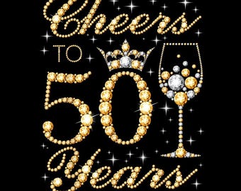 Auguri per i 50 anni PNG, corona di strass dorati, maglietta di compleanno con bicchiere da festa, sfondo trasparente