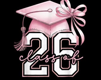 Classe del 2026 PNG, design del cappello di laurea rosa, maglietta per studenti dell'ultimo anno, sfondo trasparente