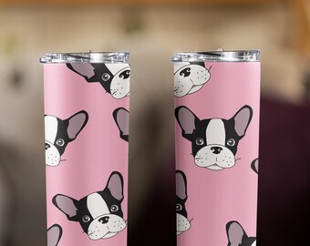 Vaso de Bulldog Francés Rosa: Taza de Acero Inoxidable para Amantes de los Perros