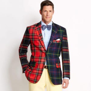 Handmade Men&#39;s Modern Tartan Jacket Fashion Tartan Coat - Scottish Traditional Wedding Tartan Jacket - Customised Tartan Plaid Jackets