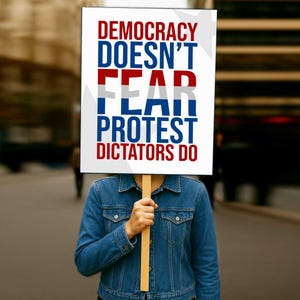 Democracy Doesn't Fear Protest, Resist Protest Sign Printable, Protest Poster, Anti-Trump Protest Poster Sign For March, Political Sign
