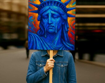 Crying Statue of Liberty Protest Sign Printable (7 Sizes)