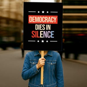 Democracy Dies In Silence, Resist Protest Sign Printable, Protest Poster, Anti-Trump Protest Poster Sign For March,, Political Sign, No King