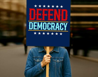 Defend Democracy Protest Sign Printable: Political Humor Poster (7 Sizes)(Digital Download
