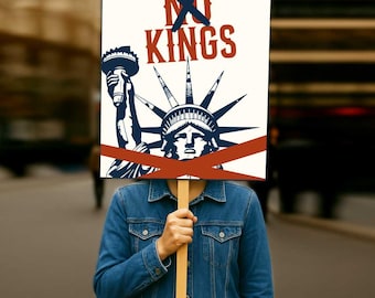 Cartel de protesta "No King": Cartel de activismo político (imprimible, 7 tamaños)