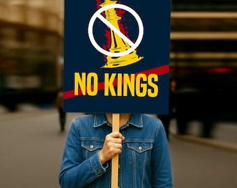 Cartel de protesta "No King": Cartel de activismo político (imprimible, 7 tamaños)