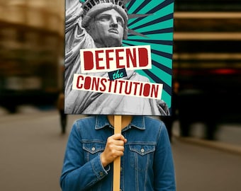 Defend the Constitution Protest Sign: Political Humor Art (Digital Download, 7 Sizes)