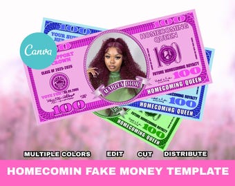 Homecoming Campaign Money, Editable Canva Template (Digital Download)