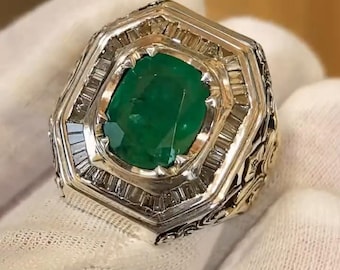 Original Swat Emerald Stone Sterling Silver Mens Ring Xmas Gift Cyber Sale Christmas Sale Mens Emerald Ring Zamurd Gemstone Swati Emerald