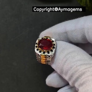 Bague originale rubis rouge africain en argent sterling 925 fait main pierre de naissance de juillet bijoux en pierres précieuses fines bague rubis africain naturel cadeau