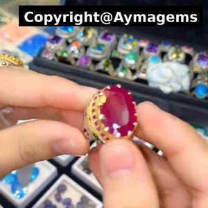 Original African Red Ruby Ring 925 Sterling Silver Handmade Ruby Jewelry Gift for Him Her Natural Ruby Statement Ring