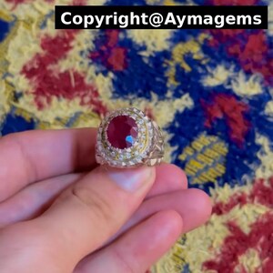 Anillo de auténtico rubí rojo africano en plata de ley 925, joyería de rubí hecha a mano, rubí original de Mozambique, regalo para hombres y mujeres.