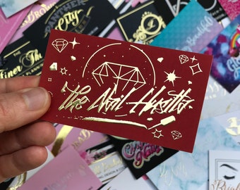 Business Cards for Nail Artist in Columbus, OH | Raised Gold Foil with a Suede Finish | Nail Hustla, Diamond, Nail Tech