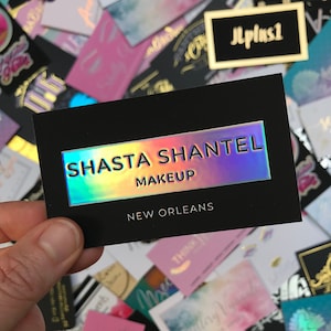 Business Cards for Makeup Artist in New Orleans Holographic Foil Business Card Boutique Owner, Hair Stylist, Nail Artist, Rainbow Foil image 1