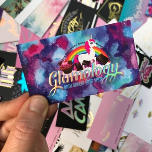 Business Cards for Makeup Artist in New Orleans Holographic Foil Business Card Boutique Owner, Hair Stylist, Nail Artist, Rainbow Foil image 10
