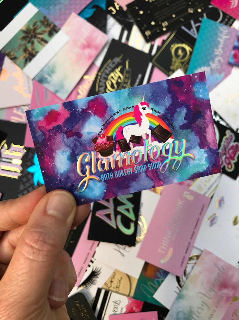 Business Cards for Makeup Artist in New Orleans Holographic Foil Business Card Boutique Owner, Hair Stylist, Nail Artist, Rainbow Foil image 10