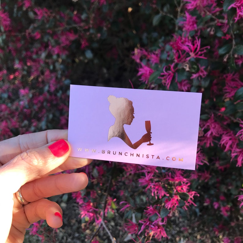 Rose Gold Foil SQUARE Business Cards with Silk Laminate Makeup Artist, Hair Stylist, Nail Artist, Microblading, Interior Designer, Macrame image 3