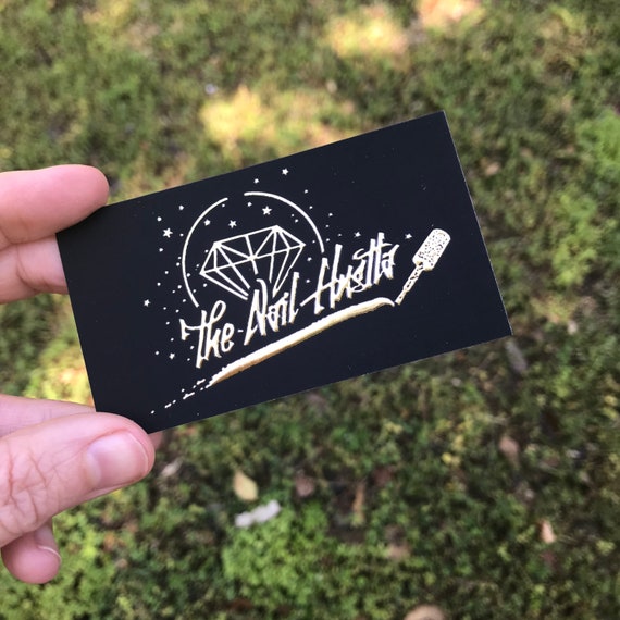 Business Card Printing With Raised Gold Foil Nail Hustla Etsy