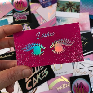 Business Cards for Makeup Artist in New Orleans Holographic Foil Business Card Boutique Owner, Hair Stylist, Nail Artist, Rainbow Foil image 2