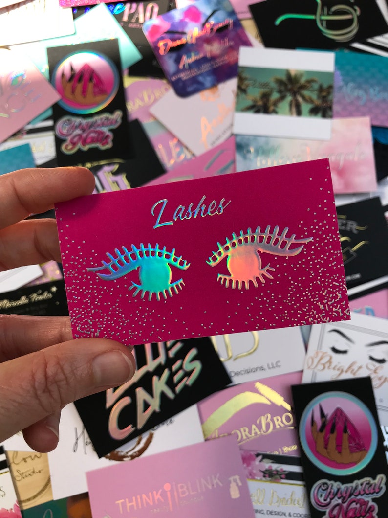 Business Cards for Makeup Artist in New Orleans Holographic Foil Business Card Boutique Owner, Hair Stylist, Nail Artist, Rainbow Foil image 2