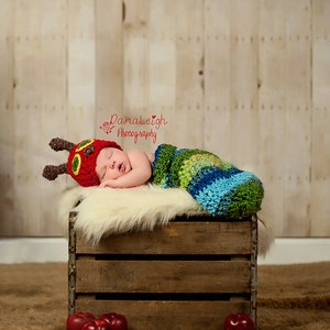 Christmas Newborn - Caterpillar Outfit - Newborn - CROCHET PATTERN - Photo Prop - Hat and Cocoon - Halloween - Baby Shower - Costume